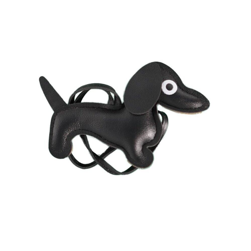 Dachshund Bag Charm Keychain Faux Leather Dog Mom Y2K Cottagecore Black NWT - Picture 4 of 10